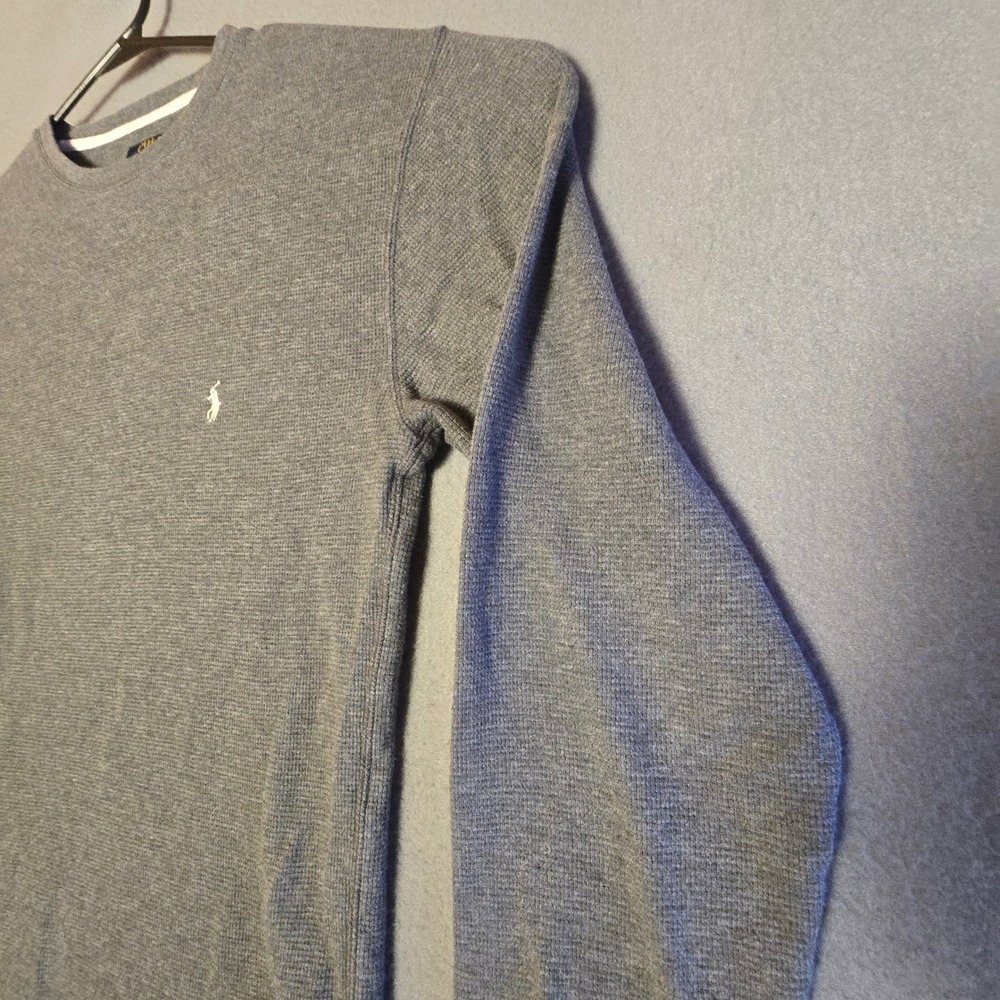 Polo Ralph Lauren Long Sleeve Thermal Shirt Crewneck Gray Men's Medium Pony Logo - Picture 10 of 16